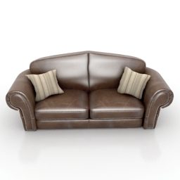Brown Leather Camel Sofa 3d model