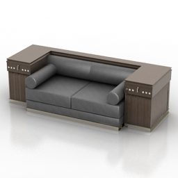 أريكة خشبية رمادية جوزفين موديل 3D