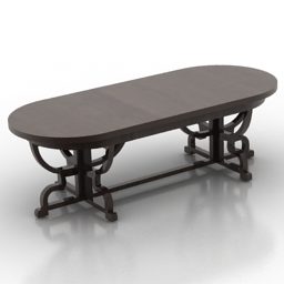 Oval Wooden Table V1 3d model