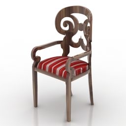 Дерев'яне крісло класична спинка 3d модель
