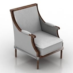 Wing Back Armchair Grey Fabric 3d model