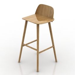 Club Chair Bar Wooden 3d model