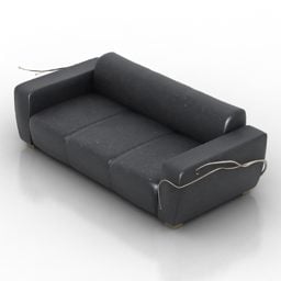Sofa Black Fabric Material 3d model