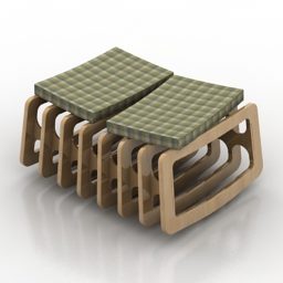 Cadeira de balanço modelo 3D de madeira