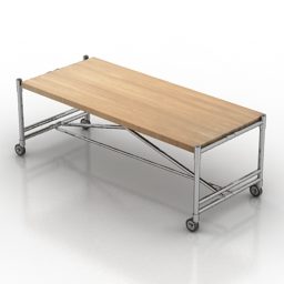 Wooden Top Table Steel Legs 3d model