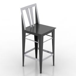 Model 3D wysokiego krzesła pomalowanego na czarno