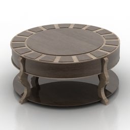 Vintage Round Wood Table 3d model