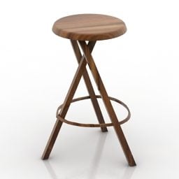 Stylizowane drewniane krzesło barowe Model 3D