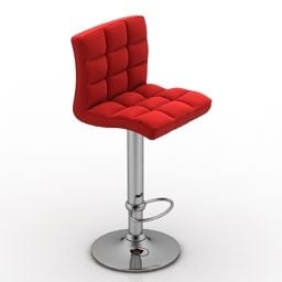 Red Fabric Chair Bar Style 3d model