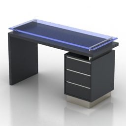Modelo 3d de mesa preta com tampo de vidro