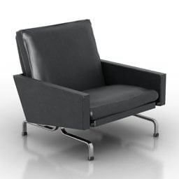 现代黑色皮革扶手椅3d模型