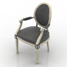 Antiker Sessel in schwarzer Farbe, 3D-Modell