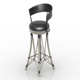 Metalowa noga krzesła z czarnym drążkiem Model 3D