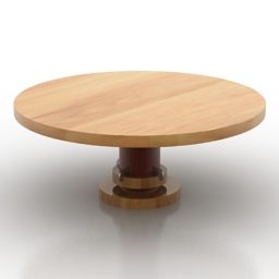 Round Wood Coffee Table V1 3d model