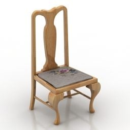 أثاث كرسي خشب ريفي نموذج ثلاثي الأبعاد