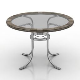 ग्लास टॉप कॉफी टेबल गोल आकार का 3डी मॉडल