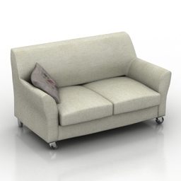 Grey Fabric Loveseat Sofa 3d model