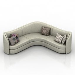 Canapé d'angle gris avec oreillers modèle 3D