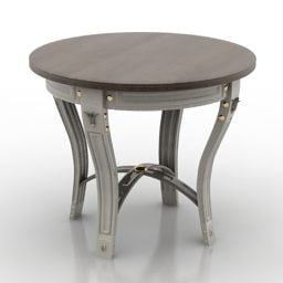 Okrągły stół z szarego drewna Model 3D