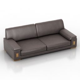 3d модель чорного шкіряного дивана