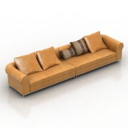 Sofa bretońska z żółtej skóry Model 3D