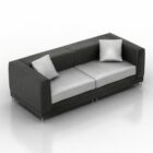 黒灰色の革のソファ