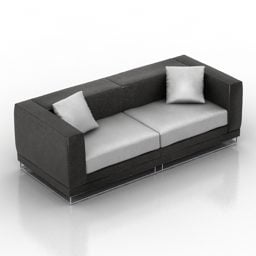 Black Grey Leather Sofa 3d model