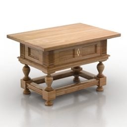 Mesa de noche antigua de madera modelo 3d