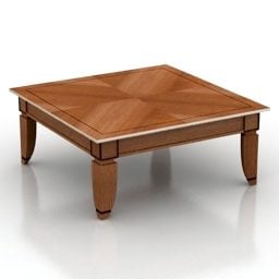 Antique Square Wood Table 3d model