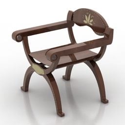 प्राचीन सरल लकड़ी की कुर्सी 3डी मॉडल