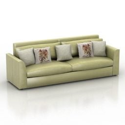 Grøn Læder Loveseat Sofa 3d model