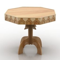 Classic Round Shaped Wooden Table 3d model