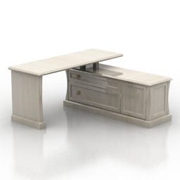 שולחן עבודה לבן עתיק דגם תלת מימד