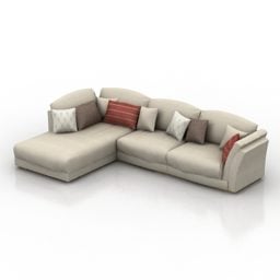 3д модель серого кожаного секционного дивана