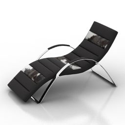 كرسي صالة جلد أسود موديل 3D