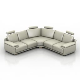 Corner Sofa Grey Leather 3d model