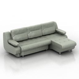 3д модель зеленого кожаного дивана