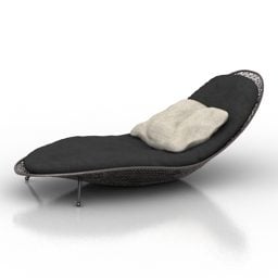 Chaise longue en tissu noir modèle 3D
