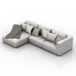 Sofá de canto cinza com almofadas V1 modelo 3d