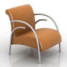 3д модель простого кресла из желтой ткани