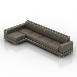 Sofa narożna z szarej skóry Model 3D