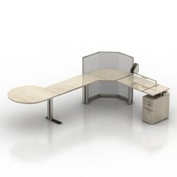 Modelo 3d de móveis de escritório de mesa de canto