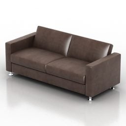 Modelo 3d moderno de sofá de couro marrom