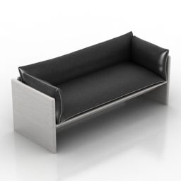Black Leather Sofa Modern 3d model