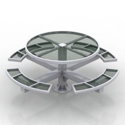 طاولة خارجية مستديرة مع مقعد نموذج ثلاثي الأبعاد