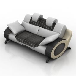 Sofá moderno negro gris cuero modelo 3d