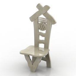 דגם תלת מימד של כסא גב גבוה וינטג'