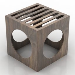 صندلی چهاربعدی چوبی مدل سه بعدی