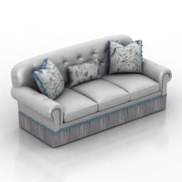 Dreisitzer-Sofa aus grauem Stoff, 3D-Modell