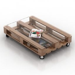 Pallet Glass Table With Magazines 3d model